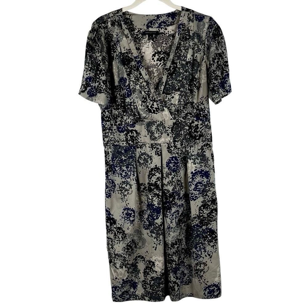Banana Republic Women's V-neck Multicolor Short Puff Sleeved Dress 10